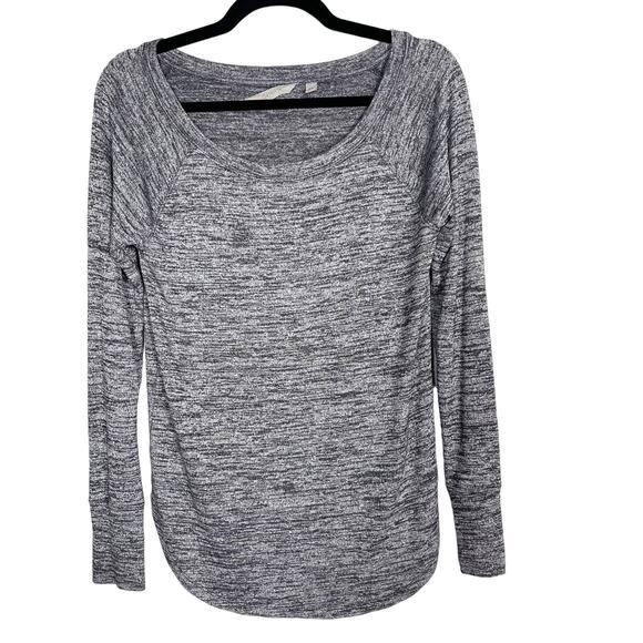 Athleta XSmall XS Spacedye Gray Heather Pose Long Sleeve Scoop Neck Top Modal - Picture 1 of 7